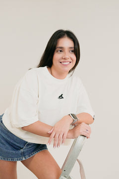 Cropped Oversized "Minimalista" Onça - Off White