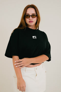 Cropped Oversized "Minimalista" Onça - Preto