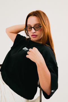 Cropped Oversized "Minimalista" Onça - Preto